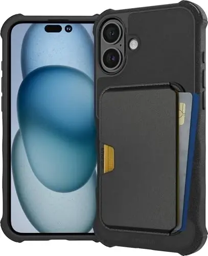 Smartish® iPhone 16 Plus Magnetic Case with MagSafe Wallet - Gripzilla - Magsafe Compatible Armor Grip Cover + Detachable Magnetic Credit Card Holder - Black Tie Affair - 1