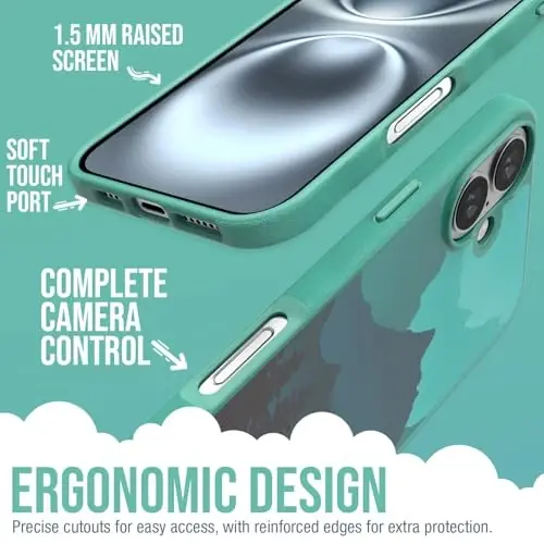 Smartish® iPhone 16 Plus magnitli g'ilofi - MagSafe bilan mos keladigan Gripmunk [Yengil + Himoya] Apple iPhone 16 Plus uchun mikrofiber astarli ingichka va yupqa g'ilof - Harakatlanuvchi tog'lar - 2