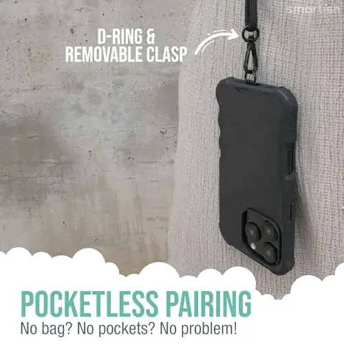 Smartish® iPhone 16 Plus MagSafe Case with Crossbody Lanyard Strap - Gripzilla - [Slim + Protective] Magnetic Armor Case with Universal Detachable Shoulder Neck Strap - Black Tie Affair - 3