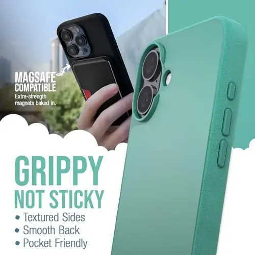 Smartish® iPhone 16 Plus Magnetic Case - Gripmunk Compatible with MagSafe [Lightweight + Protective] Slim & Thin Grip Cover with Microfiber Lining for Apple iPhone 16 Plus - So Jaded - 2