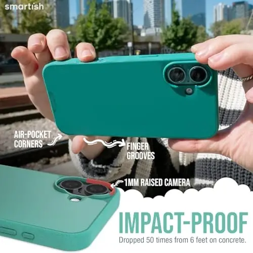 Smartish® iPhone 16 Plus Magnetic Case - Gripmunk Compatible with MagSafe [Lightweight + Protective] Slim & Thin Grip Cover with Microfiber Lining for Apple iPhone 16 Plus - So Jaded - 4