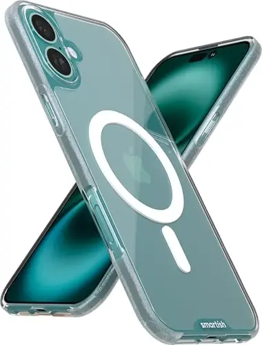 Smartish® iPhone 16 Plus Magnetic Case - Gripmunk Compatible with MagSafe [Lightweight + Protective] Slim & Thin Grip Cover with Microfiber Lining for Apple iPhone 16 Plus - Clearly Clear - 1