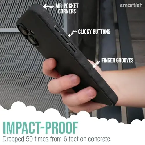 Smartish® iPhone 16 Plus Magnetic Case - Gripmunk Compatible with MagSafe [Lightweight + Protective] Slim & Thin Grip Cover with Microfiber Lining for Apple iPhone 16 Plus - Striped Up - 4