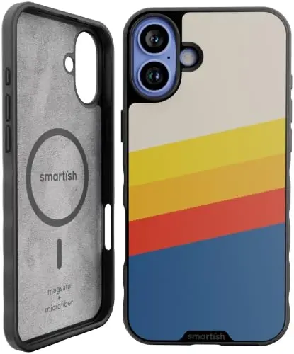 Smartish® iPhone 16 Plus Magnetic Case - Gripmunk Compatible with MagSafe [Lightweight + Protective] Slim & Thin Grip Cover with Microfiber Lining for Apple iPhone 16 Plus - Striped Up 