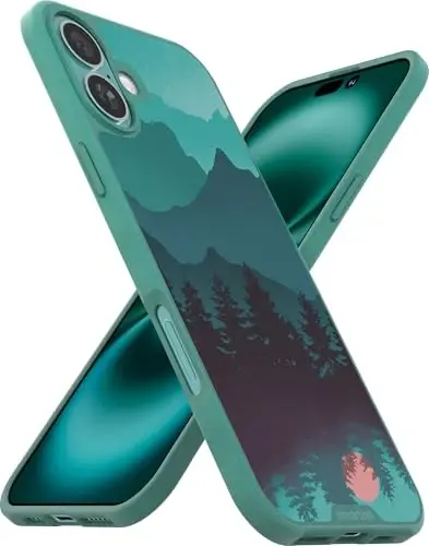 Smartish® iPhone 16 Plus Magnetic Case - Gripmunk Compatible with MagSafe [Lightweight + Protective] Slim & Thin Grip Cover with Microfiber Lining for Apple iPhone 16 Plus - Moving Mountains - 1