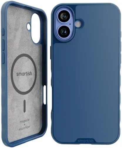 Smartish® iPhone 16 Plus Manyetik Kılıf - MagSafe ile Uyumlu Gripmunk [Hafif + Koruyucu] Apple iPhone 16 Plus için Mikrofiber Astarlı İnce ve Hafif Kavrama Kılıfı - Blues on The Green - 1