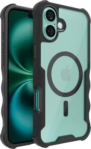 Smartish® iPhone 16 Plus Protective Magnetic Case - Gripzilla Compatible with MagSafe [Rugged + Tough] Heavy Duty Armor Slim Cover w/Drop Tested Protection for Apple iPhone 16 Plus - Clearly Black - SMARTISH