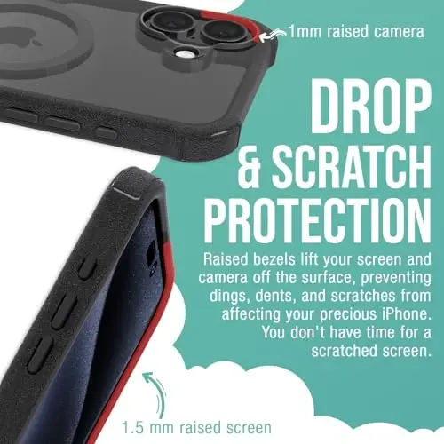 Smartish® iPhone 16 Plus Protective Magnetic Case - Gripzilla Compatible with MagSafe [Rugged + Tough] Heavy Duty Armor Slim Cover w/Drop Tested Protection for Apple iPhone 16 Plus - Clearly Black - 4