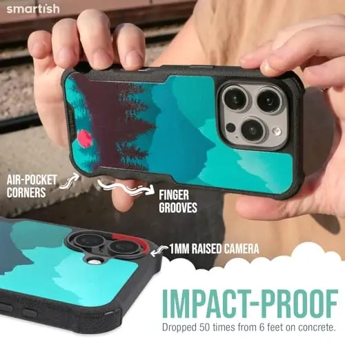 Smartish® iPhone 16 Plus Protective Magnetic Case - Gripzilla Compatible with MagSafe [Rugged + Tough] Heavy Duty Armor Slim Cover w/Drop Tested Protection for Apple iPhone 16 Plus - Moving Mountains - 4