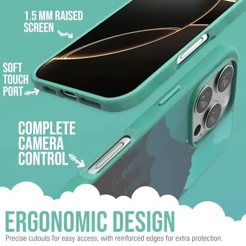 Smartish® iPhone 16 Pro Magnetic Case - Gripmunk Compatible with MagSafe [Lightweight + Protective] Slim & Thin Grip Cover with Microfiber Lining for Apple iPhone 16 Pro - Moving Mountains - 3