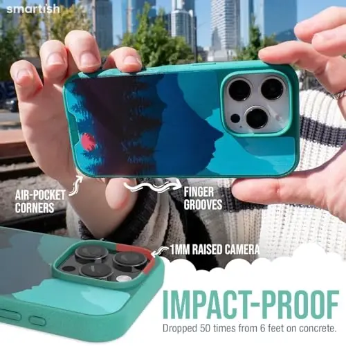 Smartish® iPhone 16 Pro Magnetic Case - Gripmunk MagSafe bilan mos [Yengil + Himoya] Apple iPhone 16 Pro uchun Microfiber Lining bilan ingichka va nozik qopqoq - Moving Mountains - 3