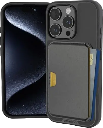 Smartish® iPhone 16 Pro Magnetic Case with MagSafe Wallet - Gripmunk - Magsafe Compatible Thin Grip Cover + Detachable Magnetic Credit Card Holder - Black Tie Affair - 1