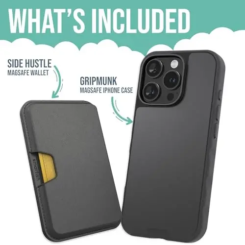 Smartish® iPhone 16 Pro Magnetic Case with MagSafe Wallet - Gripmunk - Magsafe mos keladigan yupqa qopqoq + ajratib olinadigan magnit kredit karta ushlagichi - Black Tie Affair - 4