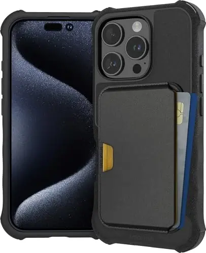 Smartish® iPhone 16 Pro Magnetic Case with MagSafe Wallet - Gripzilla - Magsafe Compatible Armor Grip Cover + Detachable Magnetic Credit Card Holder - Black Tie Affair - 1