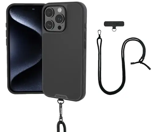 Smartish® iPhone 16 Pro MagSafe Case with Crossbody Lanyard Strap - Gripmunk - [Slim + Protective] Magnetic Slim Case with Universal Detachable Shoulder Neck Strap - Black Tie Affair - 1