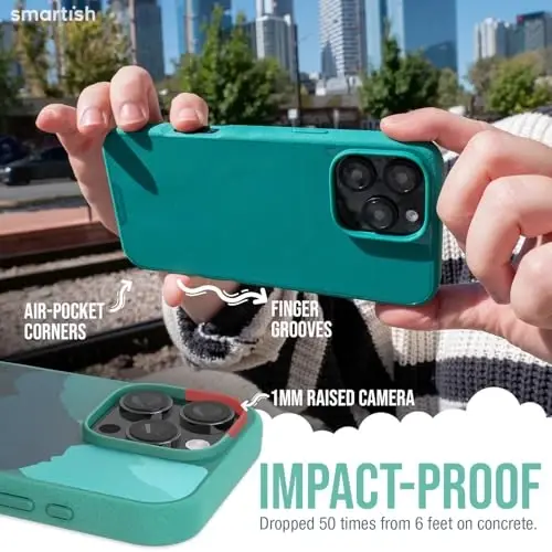 Smartish® iPhone 16 Pro Magnetic Case - Gripmunk Compatible with MagSafe [Lightweight + Protective] Slim & Thin Grip Cover with Microfiber Lining for Apple iPhone 16 Pro - So Jaded - 4