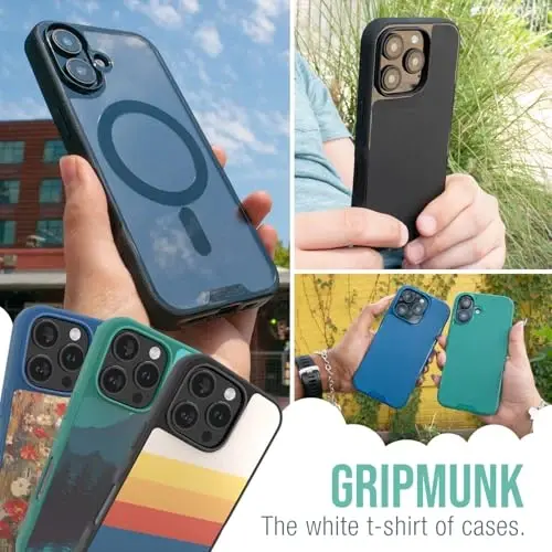 Smartish® iPhone 16 Pro Magnetic Case - Gripmunk Compatible with MagSafe [Lightweight + Protective] Slim & Thin Grip Cover with Microfiber Lining for Apple iPhone 16 Pro - Striped Up 
