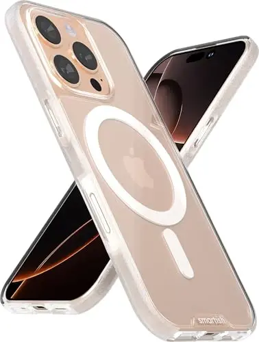 Smartish® iPhone 16 Pro Magnetic Case - Gripmunk Compatible with MagSafe [Lightweight + Protective] Slim & Thin Grip Cover with Microfiber Lining for Apple iPhone 16 Pro - Clearly Clear - SMARTISH