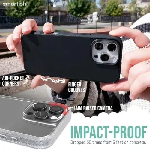 Smartish® iPhone 16 Pro Max Clear Case - Gripmunk [Lightweight + Protective] Slim Drop Tested Ultra Thin Grip Cover for Apple iPhone 16 Pro Max - Clearly Clear - 4