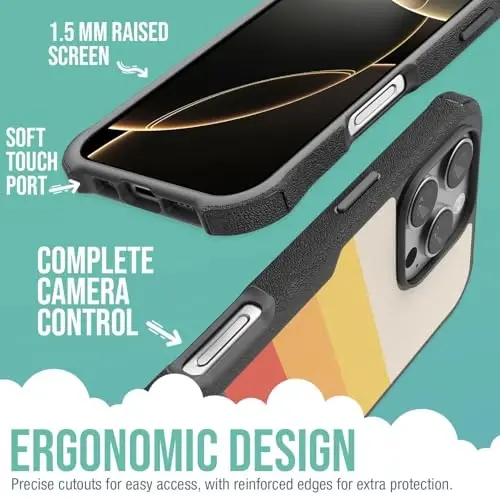 Smartish® iPhone 16 Pro Max himoya qiluvchi magnit g'ilof - Gripzilla MagSafe bilan mos keladi [Mustahkam + Bardoshli] Apple iPhone 16 Pro Max uchun og'ir yukga mo'ljallangan zirhli qopqoq, tushishdan himoyalangan - Striped Up - 3