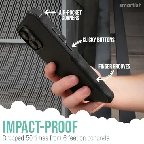 Smartish® iPhone 16 Pro Max himoya qiluvchi magnit g'ilof - MagSafe bilan mos keladigan Gripzilla [Mustahkam + Bardoshli] Apple iPhone 16 Pro Max uchun og'ir yukga mo'ljallangan zirhli qopqoq, tushishdan himoyalangan - Black Tie Affair - 4