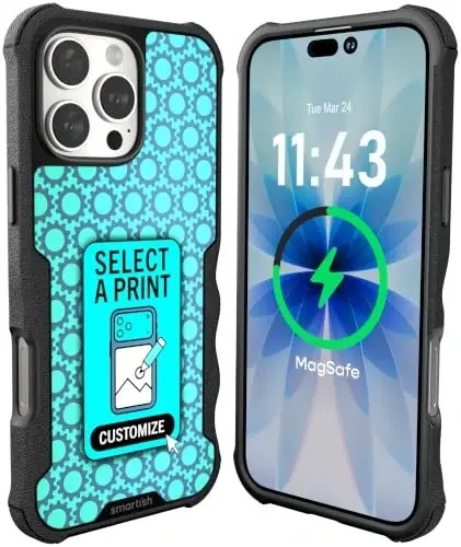 Smartish® iPhone 16 Pro Max Protective Magnetic Case - Gripzilla Compatible with MagSafe [Rugged + Tough] Heavy Duty Armor Cover Drop Tested Protection for Apple iPhone 16 Pro Max - Custom Prints - 1