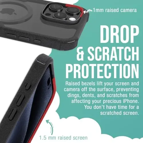 Smartish® iPhone 16 Pro Max Koruyucu Manyetik Kılıf - Gripzilla MagSafe Uyumlu [Sağlam + Dayanıklı] Ağır Hizmet Tipi Zırh Kılıf Apple iPhone 16 Pro Max için Düşmeye Karşı Test Edilmiş Koruma - Şeffaf Siyah - 4