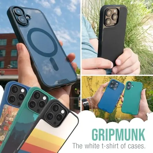 Smartish® iPhone 16 Pro Max Magnetic Case - Gripmunk Compatible with MagSafe [Lightweight + Protective] Slim & Thin Grip Cover with Microfiber Lining for Apple iPhone 16 Pro Max - Blues on The Green - 6