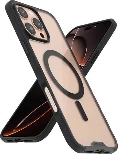 Smartish® iPhone 16 Pro Max Magnetic Case - Gripmunk Compatible with MagSafe [Lightweight + Protective] Slim & Thin Grip Cover with Microfiber Lining for Apple iPhone 16 Pro Max - Clearly Black - SMARTISH