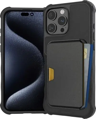 Smartish® iPhone 16 Pro Max Magnetic Case with MagSafe Wallet - Gripzilla - Magsafe Compatible Armor Grip Cover + Detachable Magnetic Credit Card Holder - Black Tie Affair - SMARTISH