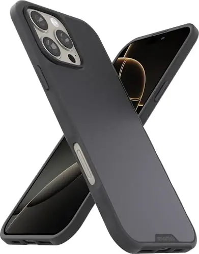 Smartish® iPhone 16 Pro Max MagSafe Case - Gripmunk Magnetic Slim Case [Lightweight + Protective] Thin Grip Cover with Microfiber Lining for Apple iPhone 16 Pro Max - Black Tie Affair - 1