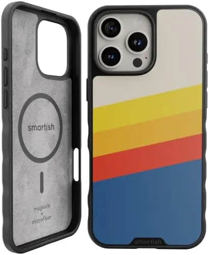 Smartish® iPhone 16 Pro Max Magnetic Case - Gripmunk Compatible with MagSafe [Lightweight + Protective] Slim & Thin Grip Cover with Microfiber Lining for Apple iPhone 16 Pro Max - Striped Up - SMARTISH
