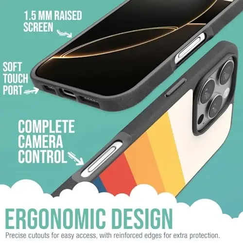 Smartish® iPhone 16 Pro Max Magnetic Case - Gripmunk Compatible with MagSafe [Lightweight + Protective] Slim & Thin Grip Cover with Microfiber Lining for Apple iPhone 16 Pro Max - Striped Up - 3