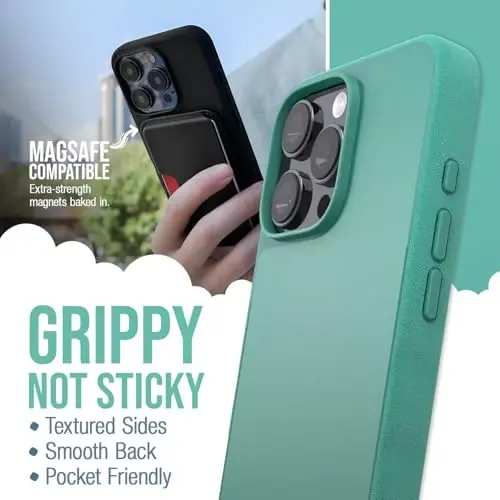Smartish® iPhone 16 Pro Max Magnetic Case - Gripmunk Compatible with MagSafe [Lightweight + Protective] Slim & Thin Grip Cover with Microfiber Lining for Apple iPhone 16 Pro Max - So Jaded - 2