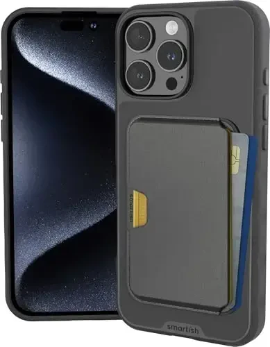 Smartish® iPhone 16 Pro Max Magnetic Case with MagSafe Wallet - Gripmunk - Magsafe Compatible Thin Grip Cover + Detachable Magnetic Credit Card Holder - Black Tie Affair - 1