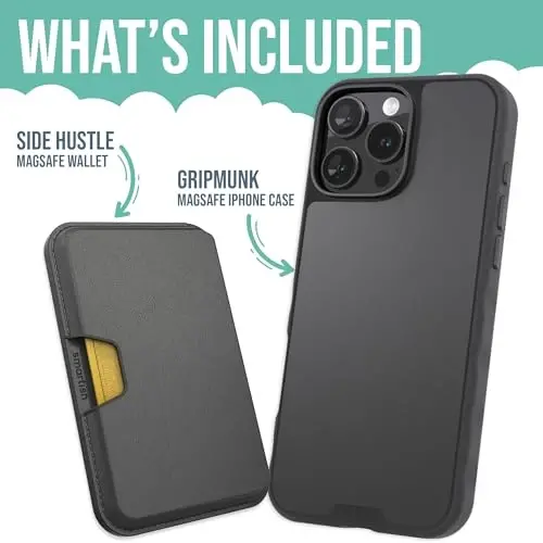 Smartish® iPhone 16 Pro Max Magnetic Case with MagSafe Wallet - Gripmunk - Magsafe Compatible Thin Grip Cover + Detachable Magnetic Credit Card Holder - Black Tie Affair - 4