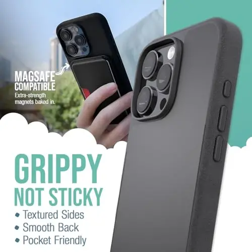 Smartish® iPhone 16 Pro Max Magnetic Case with MagSafe Wallet - Gripmunk - Magsafe Compatible Thin Grip Cover + Detachable Magnetic Credit Card Holder - Black Tie Affair - SMARTISH (1)