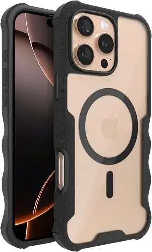 Smartish® iPhone 16 Pro Max Protective Magnetic Case - Gripzilla Compatible with MagSafe [Rugged + Tough] Heavy Duty Armor Cover Drop Tested Protection for Apple iPhone 16 Pro Max - Clearly Black - 1