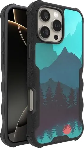 Smartish® iPhone 16 Pro Max Protective Magnetic Case - Gripzilla Compatible with MagSafe [Rugged + Tough] Heavy Duty Armor Cover Drop Tested Protection for Apple iPhone 16 Pro Max - Moving Mountains - 1