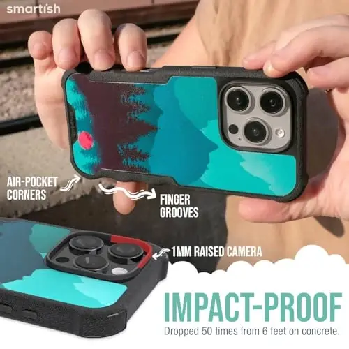 Smartish® iPhone 16 Pro Max Protective Magnetic Case - Gripzilla Compatible with MagSafe [Rugged + Tough] Heavy Duty Armor Cover Drop Tested Protection for Apple iPhone 16 Pro Max - Moving Mountains - 4