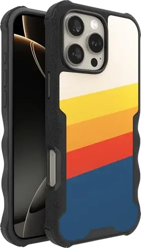 Smartish® iPhone 16 Pro Max Protective Magnetic Case - Gripzilla Compatible with MagSafe [Rugged + Tough] Heavy Duty Armor Cover Drop Tested Protection for Apple iPhone 16 Pro Max - Striped Up - 1