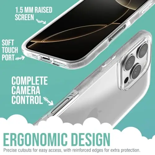 Smartish® iPhone 16 Pro Max Clear Case - Gripmunk [Lightweight + Protective] Slim Drop Tested Ultra Thin Grip Cover for Apple iPhone 16 Pro Max - Clearly Clear - 3