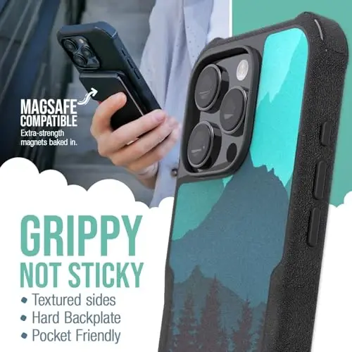 Smartish® iPhone 16 Pro Protective Magnetic Case - Gripzilla Compatible with MagSafe [Rugged + Tough] Heavy Duty Armor Slim Cover w/Drop Tested Protection for Apple iPhone 16 Pro - Moving Mountains - 2