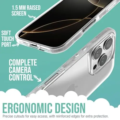 Smartish® iPhone 16 Pro Clear Case - Gripmunk [Lightweight + Protective] Slim Drop Tested Ultra Thin Grip Cover for Apple iPhone 16 Pro - Clearly Clear - 3