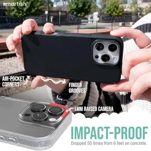 Smartish® iPhone 16 Pro Clear Case - Gripmunk [Lightweight + Protective] Slim Drop Tested Ultra Thin Grip Cover for Apple iPhone 16 Pro - Clearly Clear - 4