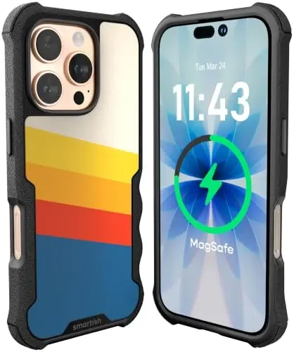 Smartish® iPhone 16 Pro Защитный Магнитный Чехол - Gripzilla, Совместимый с MagSafe [Прочный + Надежный] Тонкий Ударопрочный Чехол с Защитой от Падений для Apple iPhone 16 Pro - Striped Up - 1