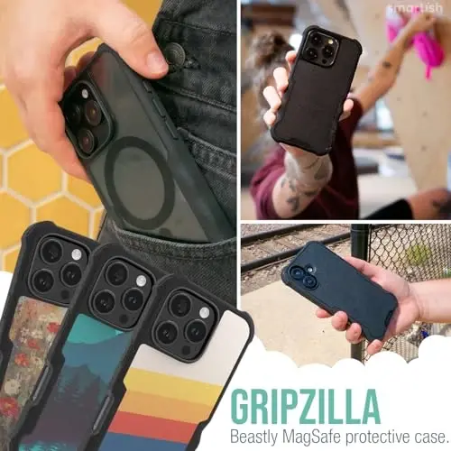 Smartish® iPhone 16 Pro Защитный Магнитный Чехол - Gripzilla, Совместимый с MagSafe [Прочный + Надежный] Тонкий Ударопрочный Чехол с Защитой от Падений для Apple iPhone 16 Pro - Striped Up - 2