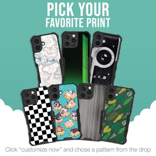 Smartish® iPhone 16 Protective Magnetic Case - Gripzilla Compatible with MagSafe [Rugged + Tough] Heavy Duty Grip Armored Slim Cover w/Drop Tested Protection for Apple iPhone 16 - Custom Prints - 2