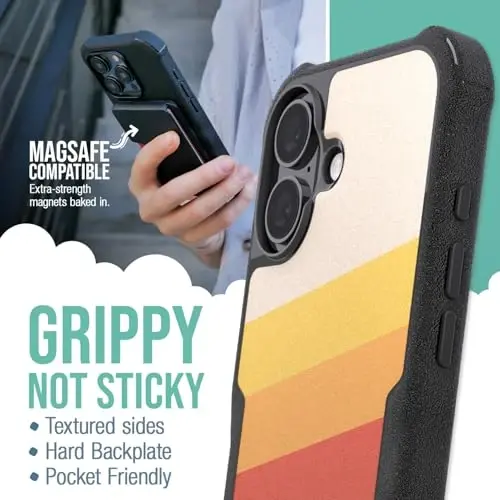 Smartish® iPhone 16 Protective Magnetic Case - Gripzilla Compatible with MagSafe [Rugged + Tough] Heavy Duty Grip Armored Slim Cover w/Drop Tested Protection for Apple iPhone 16 - Striped Up - 2