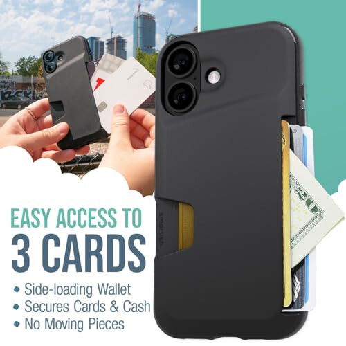 Smartish® iPhone 16 Wallet Case - Wallet Slayer Vol. 1 [Slim + Protective] Credit Card Holder - Drop Tested Hidden Flip Card Slot Cover Compatible with Apple iPhone 16 - Black Tie Affair - 2